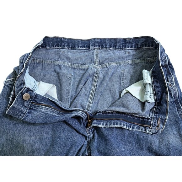 Wrangler Jeans Carpenter Men's 36x30 Blue Denim Pockets Pants Distressed - Picture 2 of 10